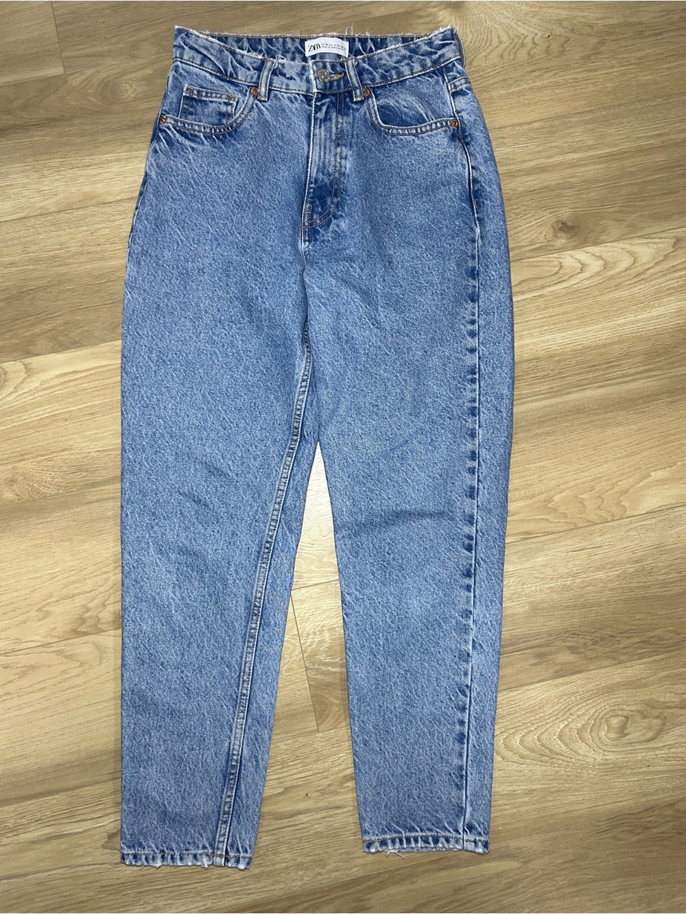 Zara High-Rise Light Blue Mom Jeans